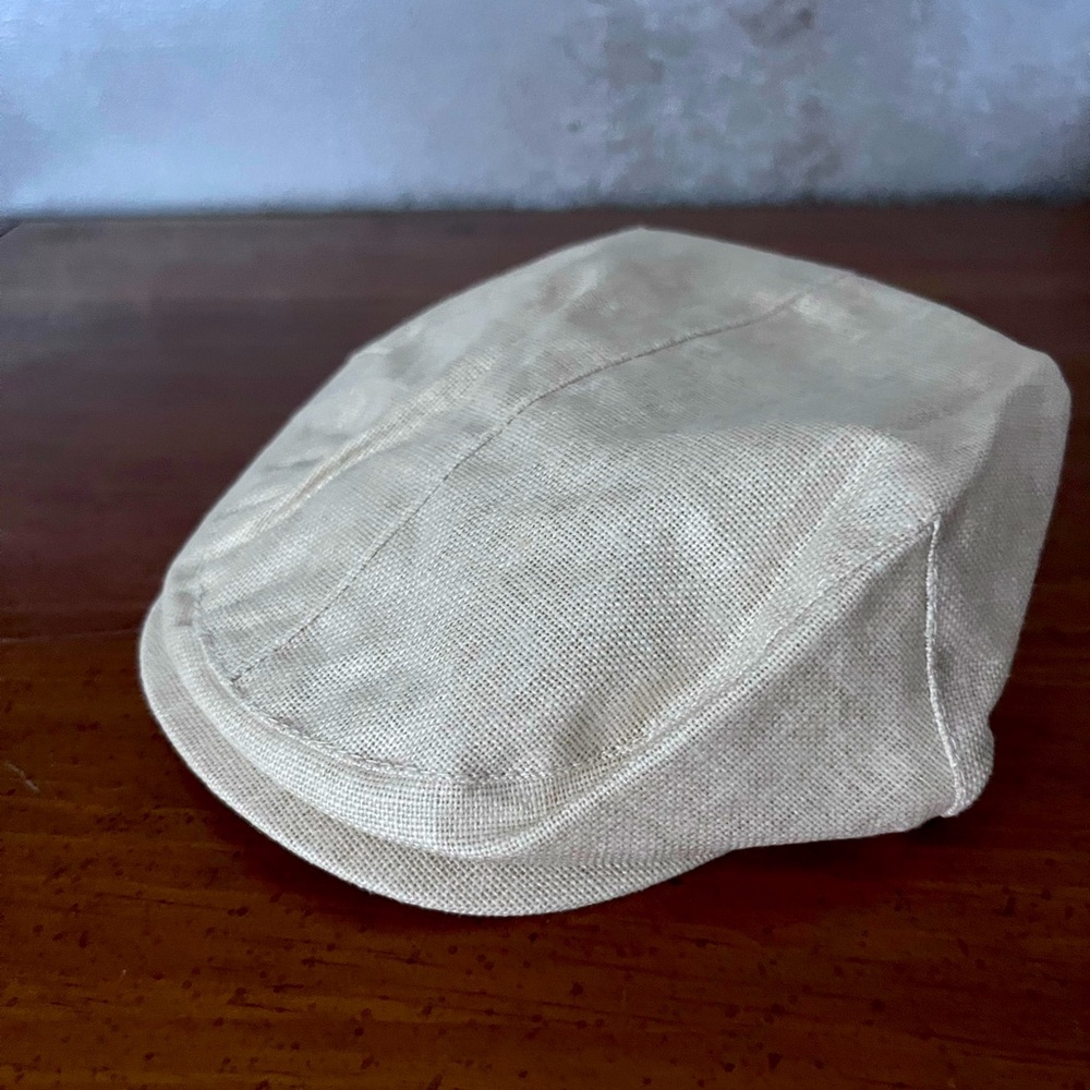 Beige linen newborn newsboy hat